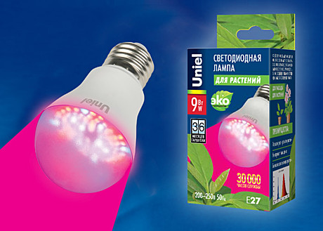 Лампа для расстений LED-A60-9W/SP/E27/CL ALM01WH Uniel